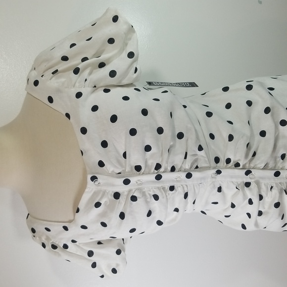 New York & Company Polka Dot Puff Sleeve Midi Dress size XSmall New - Picture 5 of 13